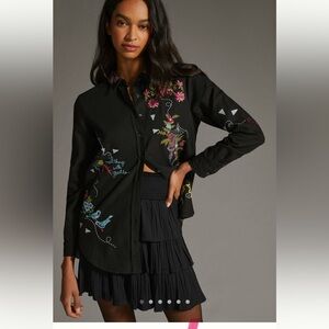 Anthropologie Pilcro Embroidered Western Buttondown Shirt